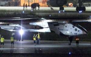 El avión solar, a su llegada a Japón en junio pasado.