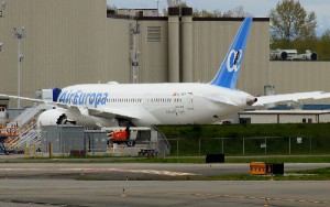 El nuevo avión para Air Europa, en el Delivery Centre de Boeing. 