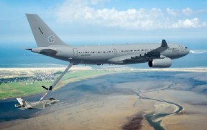 El A330MRTT es el desarrollo europeo para el reabastecimiento de combustible en vuelo.  