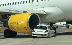 El avión colisió con el carenado de su motor derecho.